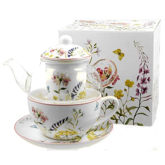 Filiżanka z dzbankiem szklanym / Tea for One ALICE DUO ALICE Zastawa