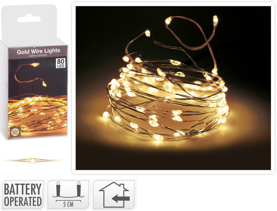 Łańcuch świetlny 80LED WW BO WEWNĘTRZNE 3 x AA 1,5V