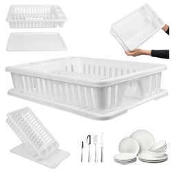 Suszarka do Naczyń Kuchni Mała Ociekacz na Sztućce na Zlew Plastikowy Biała