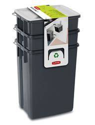Kosze do Segregacji Śmieci 2 x 10l + 6l Pojemniki CURVER Zestaw