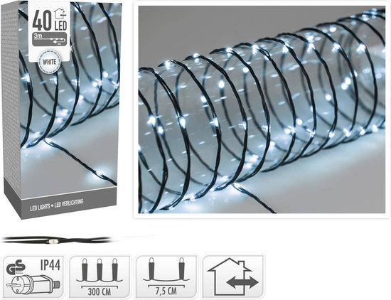 ŁAŃCUCH ŚWIETLNY 40LED WHITE SOFT WIRE  3m