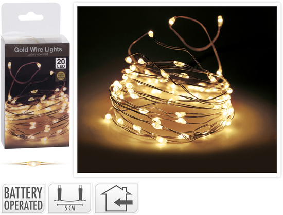Łańcuch świetlny 20LED WW BO WEWNĘTRZNE 2 x AA 1,5V