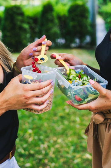 Pojemnik ze sztućcami 230+650ml Foodie 6940 zielony