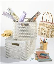 Kremowy Koszyk Kosz z Pokrywką Curver rozmiar L