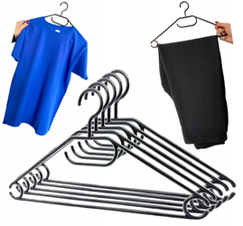 Zestaw Wieszaków Plastikowych na Ubrania 5 sztuk Czarne do Szafy Odzieżowe