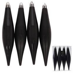 Bombki na choinkę sopelki nietłukące choinkowe świąteczne czarne komplet 4 sztuki 15 cm