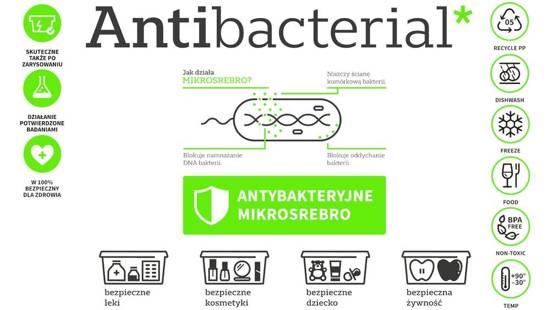 Antybakteryjny Pojemnik z Pokrywką na Leki Żywność 0,6L Moxom Antibacterial