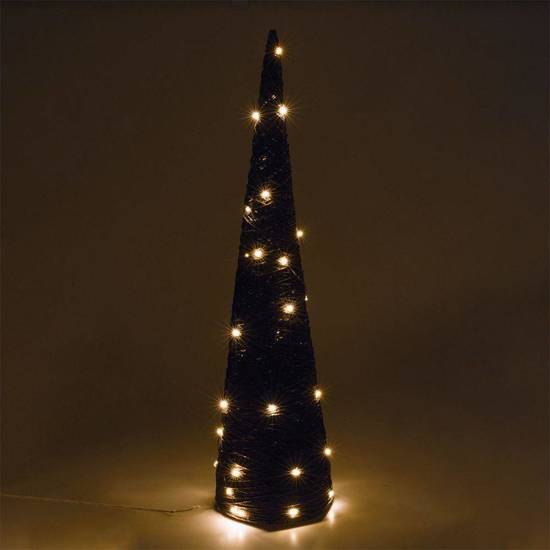 Choinka świecąca stożek dekoracyjna rafia brązowa 40 led 77 cm