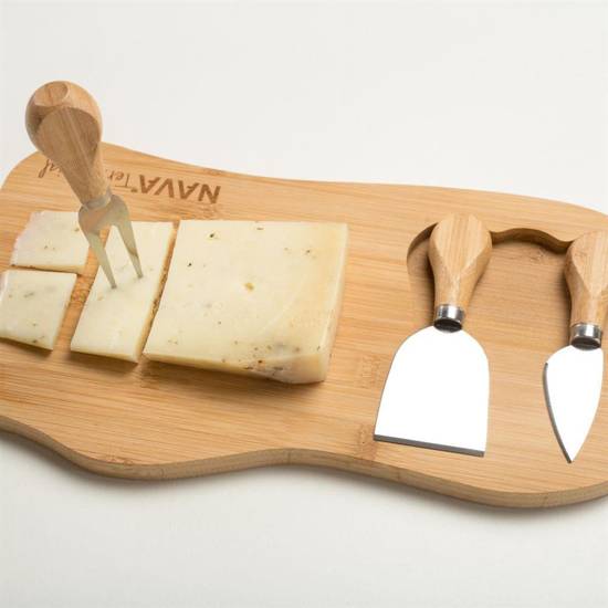 Deska BAMBUSOWA z nożami nożykami do krojenia serwowania sera serów