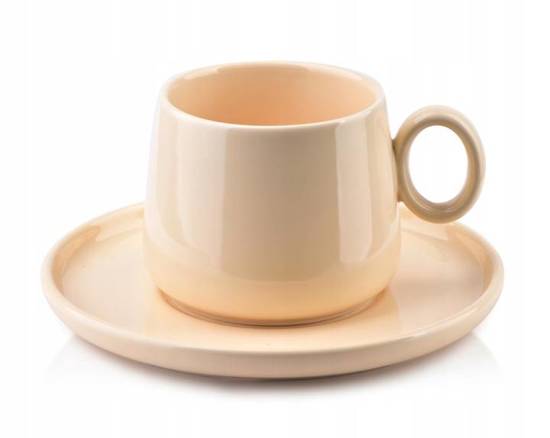 Filiżanka ze Spodkiem Affek Design Porcelanowa Beżowa na Kawę 270 ml