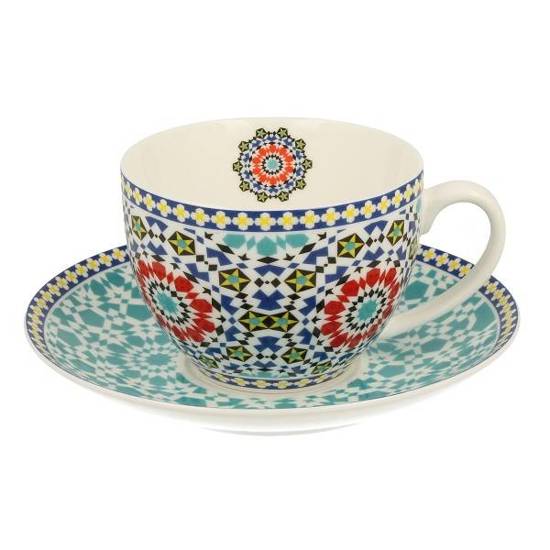 Filiżanka ze Spodkiem z Porcelany Maroko Mozaika Duo 270 ml do Kawy Herbaty