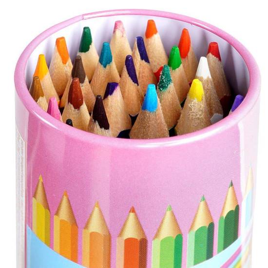 Kredki ołówkowe kolorowe w metalowym pudełku z temperówką 24 kolory
