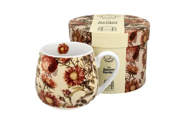 Kubek Baryłka 430ml Duo Peony Różowy Kwiaty Porcelanowy 430ml na Prezent do Kawy Herbaty dla Mamy Babci