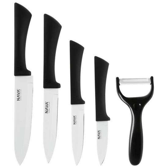 Nóż noże STALOWE CERAMICZNE zestaw komplet noży stalowo ceramicznych MISTY 5 sztuk w stojaku