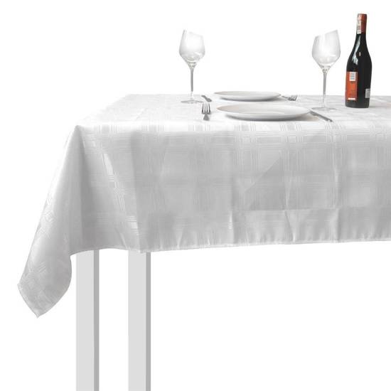 Obrus PLAMOODPORNY na stół biały prostokątny 130x180 cm