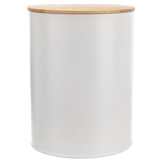 Pojemnik metalowy kuchenny z uszczelką puszka z pokrywką na produkty sypkie biały WHITELINE 2,3 l