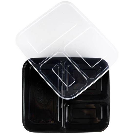 Pojemnik na żywność dzielony lunchbox z 3 przegródkami zestaw 10 szt. 1,5 l