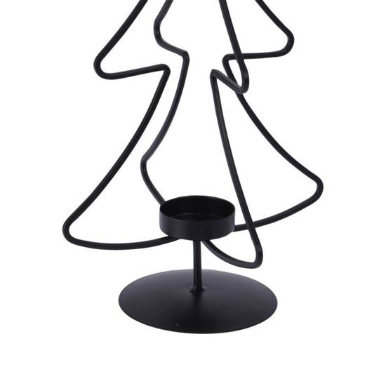 Świecznik choinka na tealight metalowy podstawka pod świeczkę czarny loft święta 45 cm