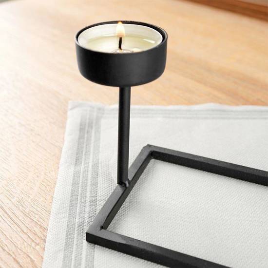 Świecznik na 4 świeczki tealight metalowy czarny 35x8,5x9 cm