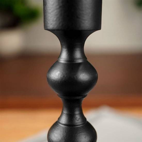 Świecznik na długą świeczkę aluminiowy czarny 23,5 cm