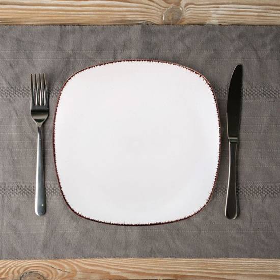 Talerz ceramiczny kwadratowy WHITE SUGAR obiadowy płytki na obiad 26 cm