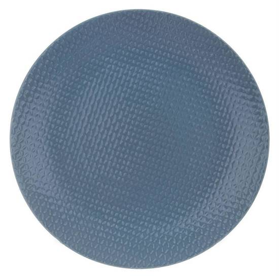 Talerz obiadowy płaski ceramiczny pastelowy RELIEF 27 cm niebieski