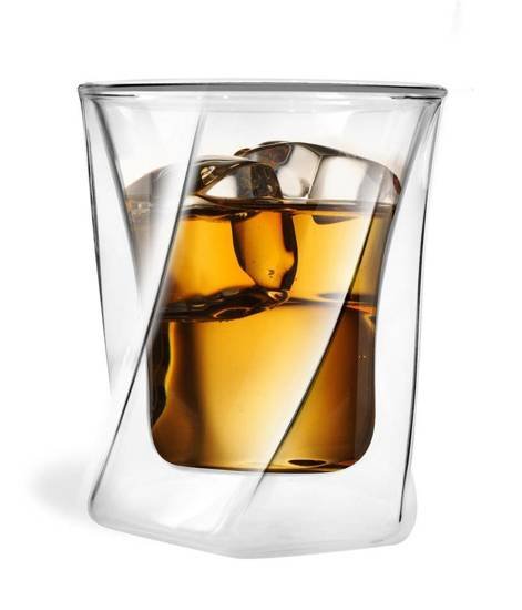 Zestaw 6 szklanek do whisky 300ml i 6 słomek szklanych 23cm różowych 7374