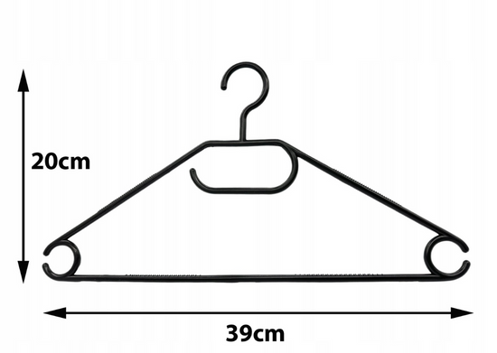 Zestaw Wieszaków Plastikowych na Ubrania 15 sztuk Czarne do Szafy Odzieżowe