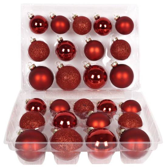 Zestaw bombek na choinkę bombki choinkowe świąteczne szklane czerwone komplet 26 sztuk